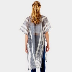 Striped Lurex Cover Up Poncho Kimono for Women - Elegant & Versatile