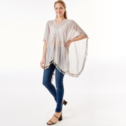 Tassel Trimmed Solid Cover Up for Women - Stylish & Versatile