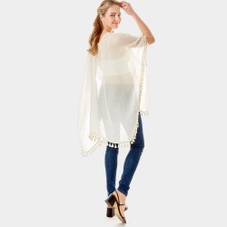 Tassel Trimmed Solid Cover Up for Women - Stylish & Versatile