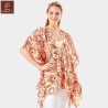 Floral Paisley Printed Ruffle Sleeves Cover Up Kimono Poncho